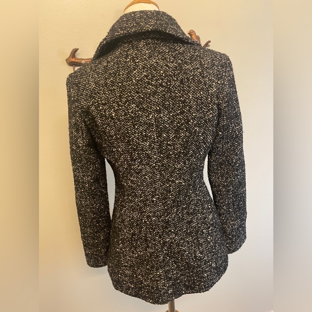 London Fog Black Tweed Single Breasted Classic Peacoat Wool Blend Petite X-Small - Picture 2 of 7